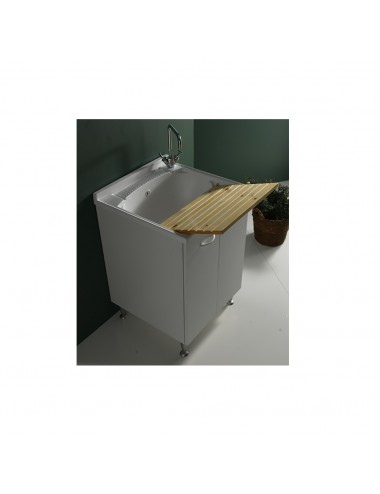 Mobile lavatoio lavanderia Lady 45x50 bianco con asse legno massello