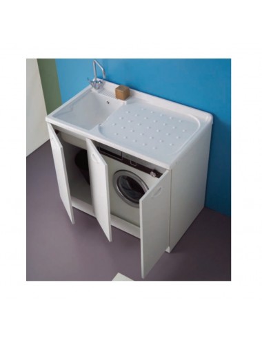 Mobile lavatoio lavanderia cm 107x60 copri lavatrice Lady bianco dx 3 ante