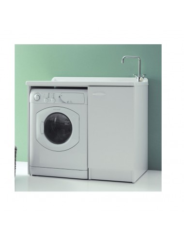 Mobile lavatoio lavanderia cm 107x60 copri lavatrice Lady bianco sx aperto