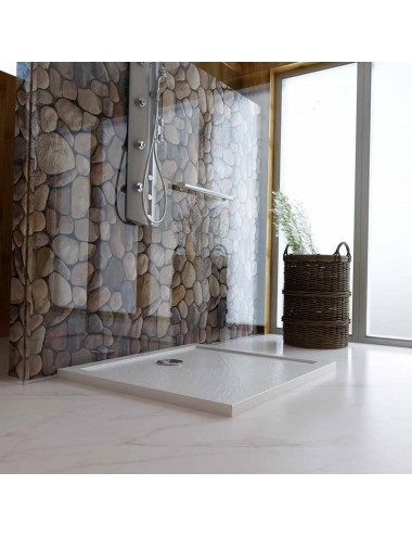 Piatto doccia slim quadrato 70x70 h 4 cm effetto pietra bianco