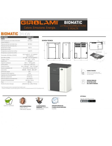 Caldaia policombustibile Girolami Biomatic Hydro 34Kw + KIT ACS