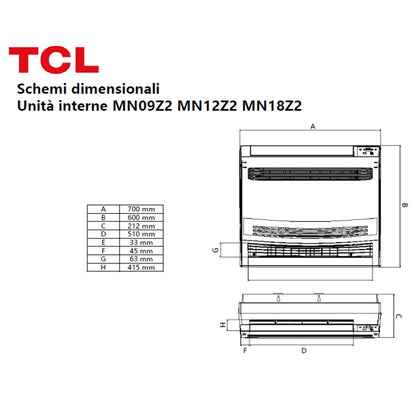 Condizionatore TCL Console Serie Z 12000 BTU R32 Inverter WiFi A++/A+ TCL
