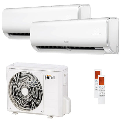 Condizionatore Ferroli Giada dual split 12000+18000 BTU inverter A wifi unità esterna 7.9 kW FERROLI