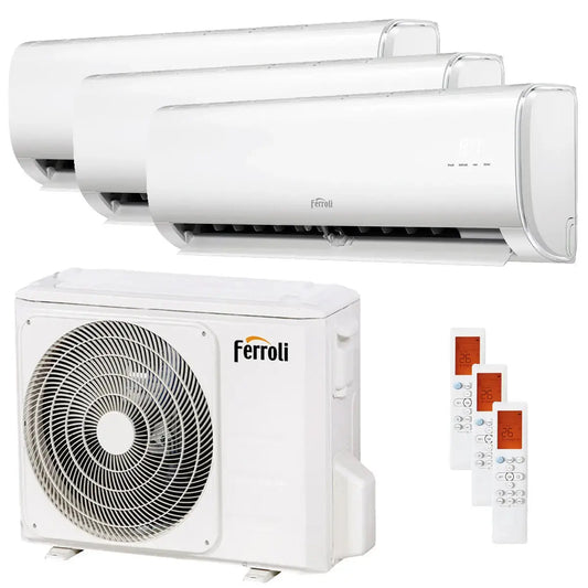Condizionatore Ferroli Giada trial split 9000+12000+18000 BTU inverter A+ wifi unità esterna  8,2 kW Ferroli