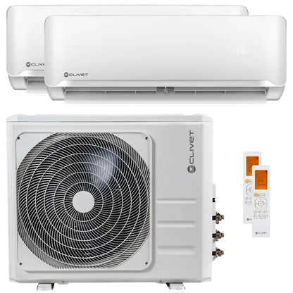 Condizionatore Clivet Essential 2 dual split 18000+18000 BTU inverter A++ unità esterna 10,5 kW Clivet