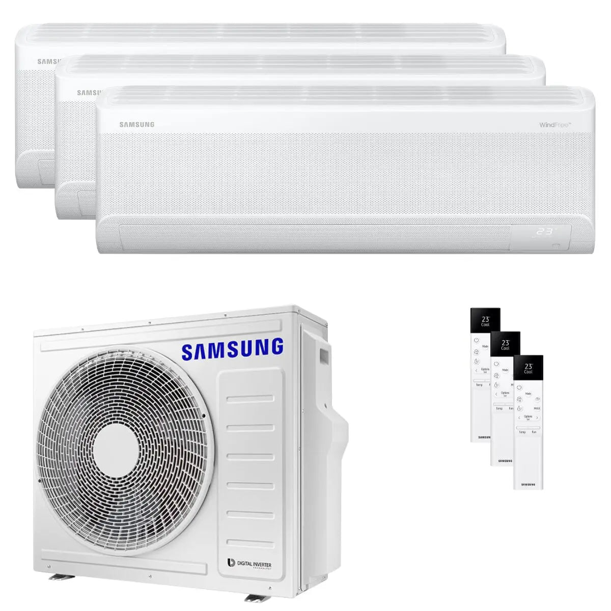 Condizionatore Samsung Windfree Elite S2 trial split 12000+12000+12000 BTU inverter A++ wifi unità esterna 6.8 kW SAMSUNG
