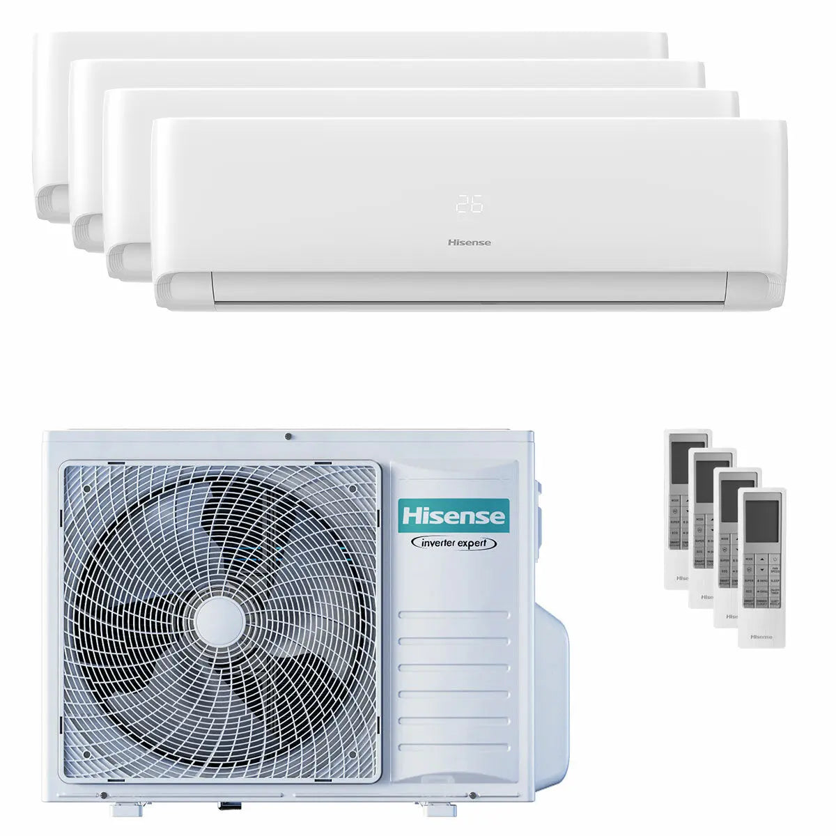 Condizionatore Hisense EcoSense quadri split 7000+7000+7000+7000 BTU inverter A++ wifi unità esterna 8 kW Hisense