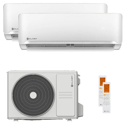 Condizionatore Clivet Essential 2 dual split 12000+12000 BTU inverter A+ unità esterna 5,3 kW Clivet